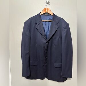 Giorgio Cosani Men's Navy Wool Designer Blazer Hand Tailored in Italy 46L EUC